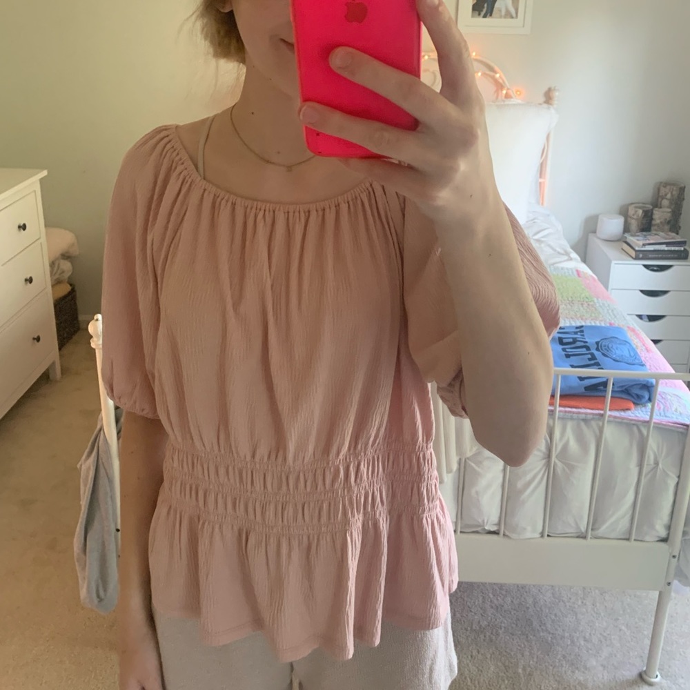 Loft Pink Peplum Top size XL